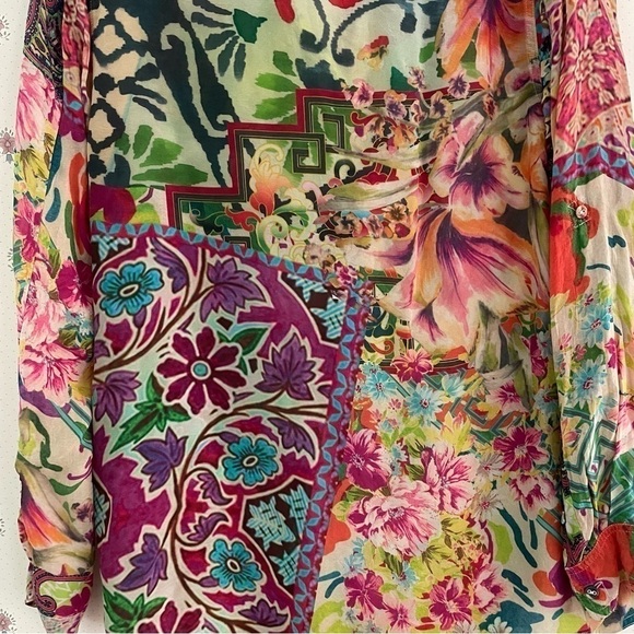 Johnny Was Boho Multi Colored Floral patchwork Print Button Down Shirt - Picture 14 of 14